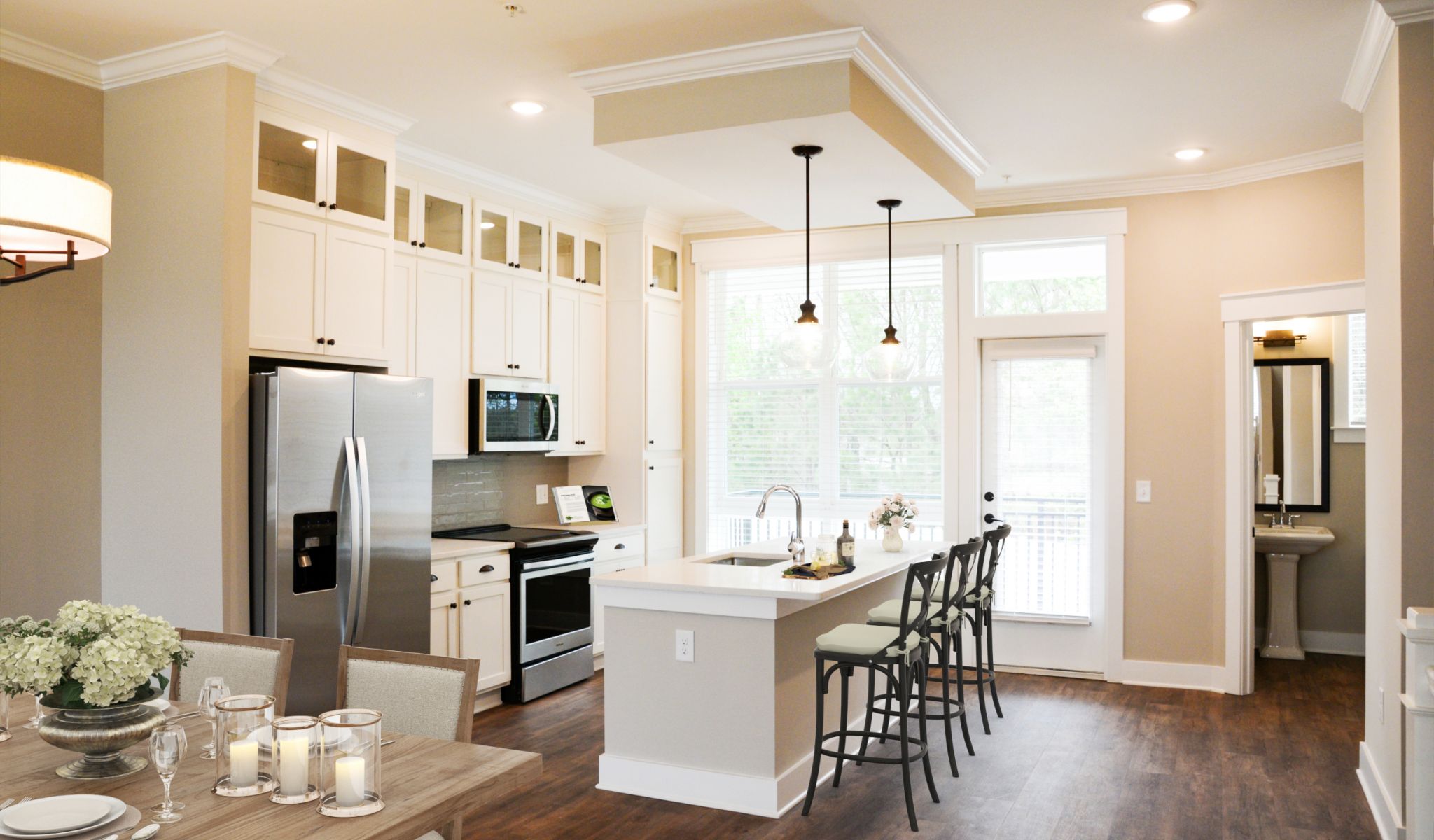 Townhomes at Bridlestone laundry rooom with modern washer and dryer